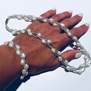 Genuine Freshwater Pearl Necklace & Bracelet Set